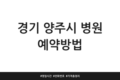 경기 양주시 병원 예약방법 | 영업시간 | 전화번호 | 가격 총정리