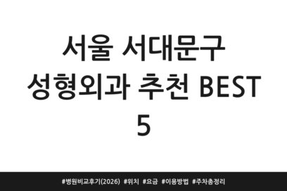 서울 서대문구 성형외과 추천 BEST 5 | 병원 비교 후기 (2026) | 위치 | 요금 | 이용방법 | 주차 총정리