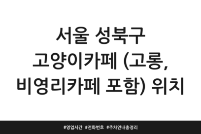 서울 성북구 고양이카페 (고롱, 비영리카페 포함) 위치 | 영업시간 | 전화번호 | 주차 안내 총정리