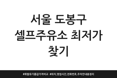 서울 도봉구 셀프주유소 최저가 찾기 | 휘발유 기름값 가격비교 | 위치, 영업시간, 전화번호, 주차 안내 총정리