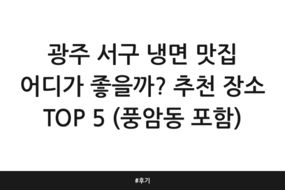 광주 서구 냉면 맛집 어디가 좋을까? 추천 장소 TOP 5 (풍암동 포함) | 후기