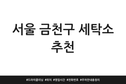 서울 금천구 세탁소 추천 | 드라이클리닝 | 위치 | 영업시간 | 전화번호 | 주차 안내 총정리