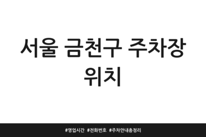 서울 금천구 주차장 위치 | 영업시간 | 전화번호 | 주차 안내 총정리